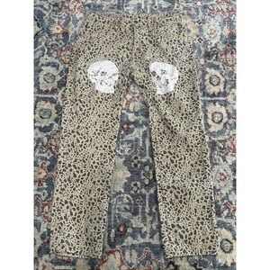 Pleasures NOW Leopard Star Skull Print Jeans Pants Size 32 Streetwear